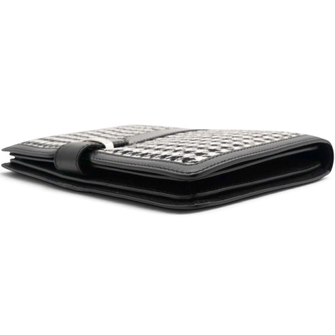 Salvatore Ferragamo Houndstooth Wool Blend Wristlet Clutch 