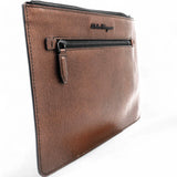 Salvatore Ferragamo Revival Meta Wristlet Leather Clutch 