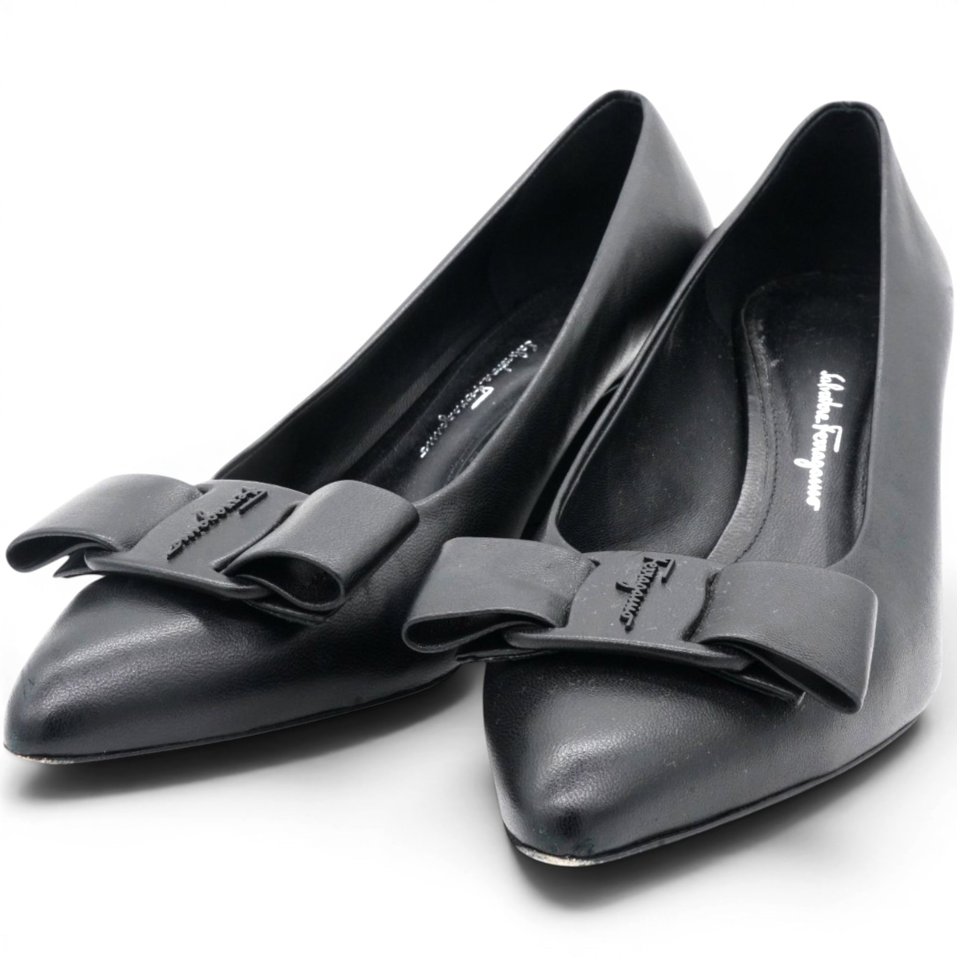 Salvatore Ferragamo Viva Black Leather Pumps Size 6.5/37.5 
