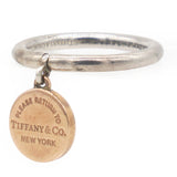 TIFFANY Sterling Silver Rubedo Return to Tiffany Round Charm Ring Size55