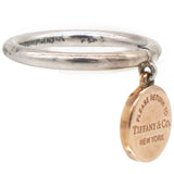 TIFFANY Sterling Silver Rubedo Return to Tiffany Round Charm Ring Size55