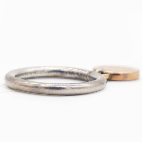 TIFFANY Sterling Silver Rubedo Return to Tiffany Round Charm Ring Size55