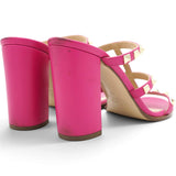 Valentino Garavani Nappa Rockstud Caged Slide Sandals Rose Violet Size37 