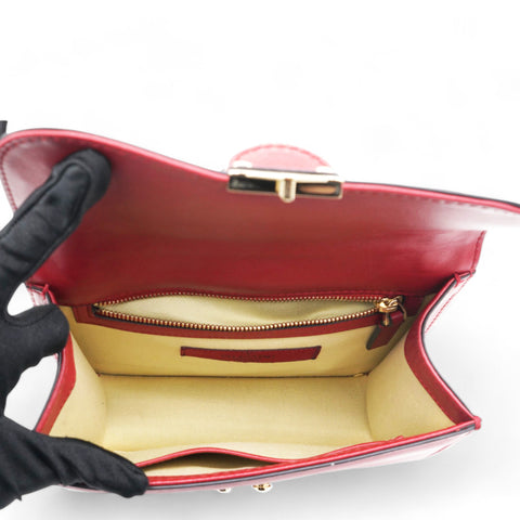  Valentino Garavani Vitello Mini Glam Lock Rockstud Flap Red 