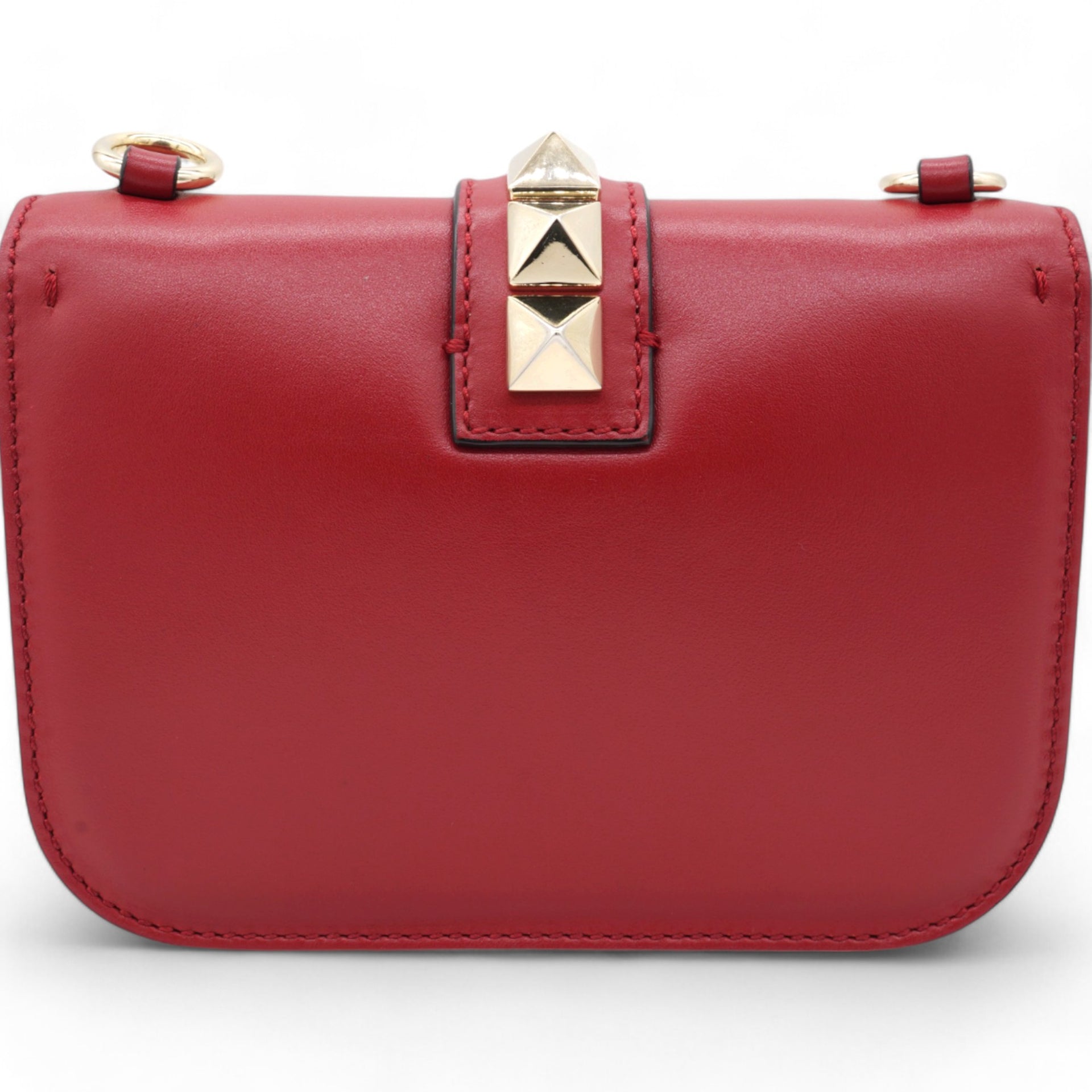  Valentino Garavani Vitello Mini Glam Lock Rockstud Flap Red 