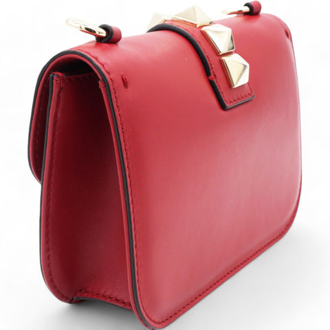  Valentino Garavani Vitello Mini Glam Lock Rockstud Flap Red 