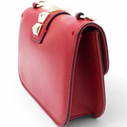  Valentino Garavani Vitello Mini Glam Lock Rockstud Flap Red 