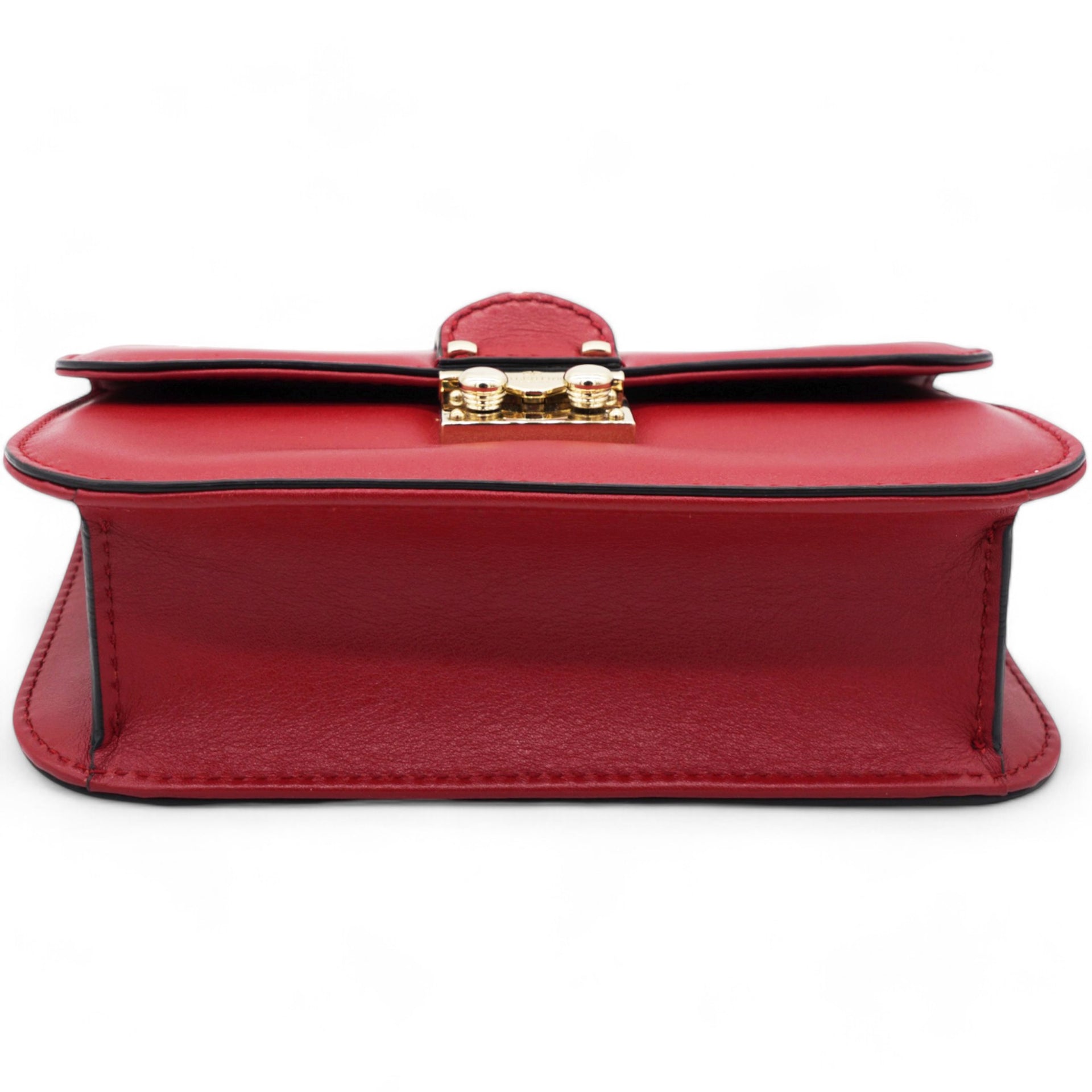  Valentino Garavani Vitello Mini Glam Lock Rockstud Flap Red 