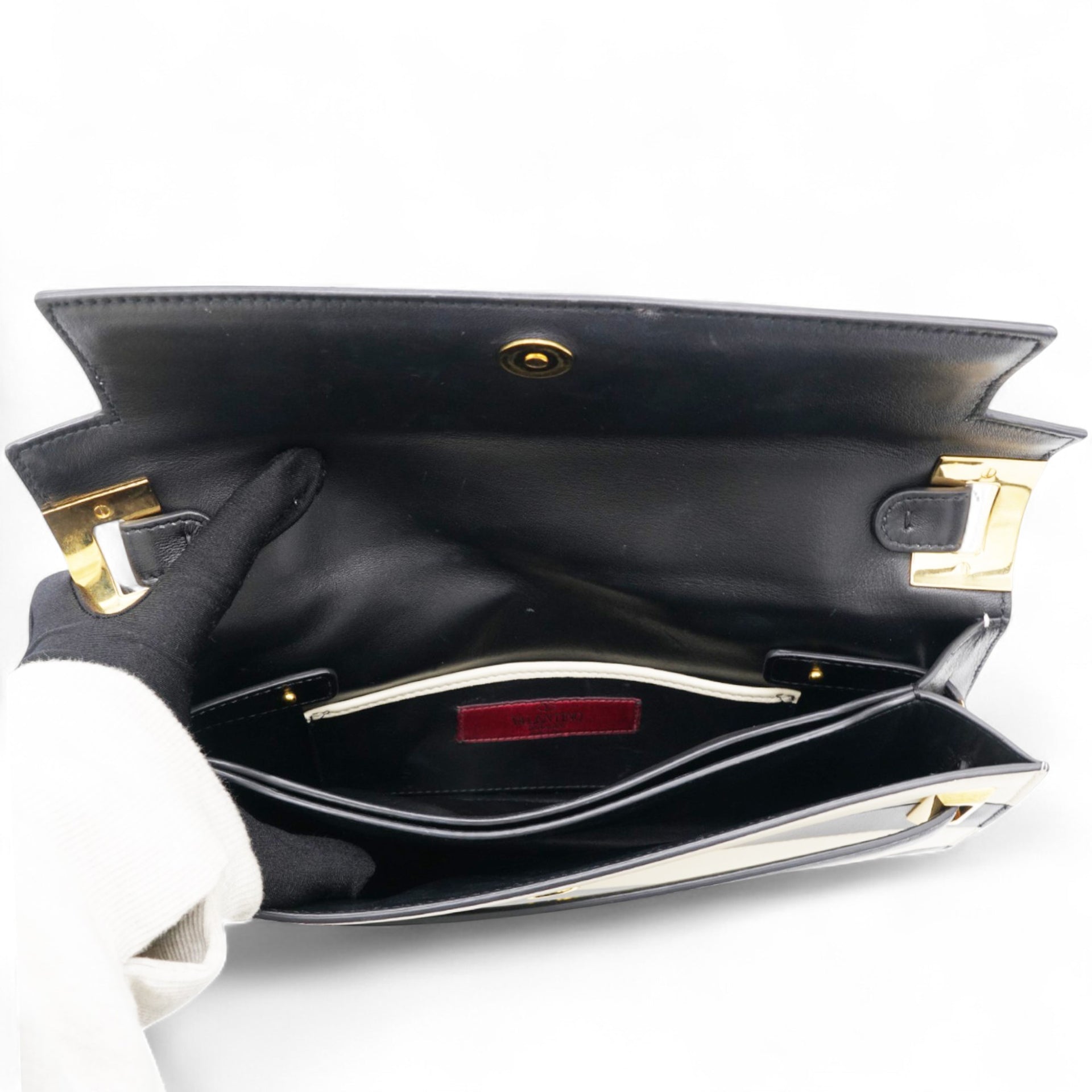 Valentino Leather Two-Tone Black And Beige Bag 