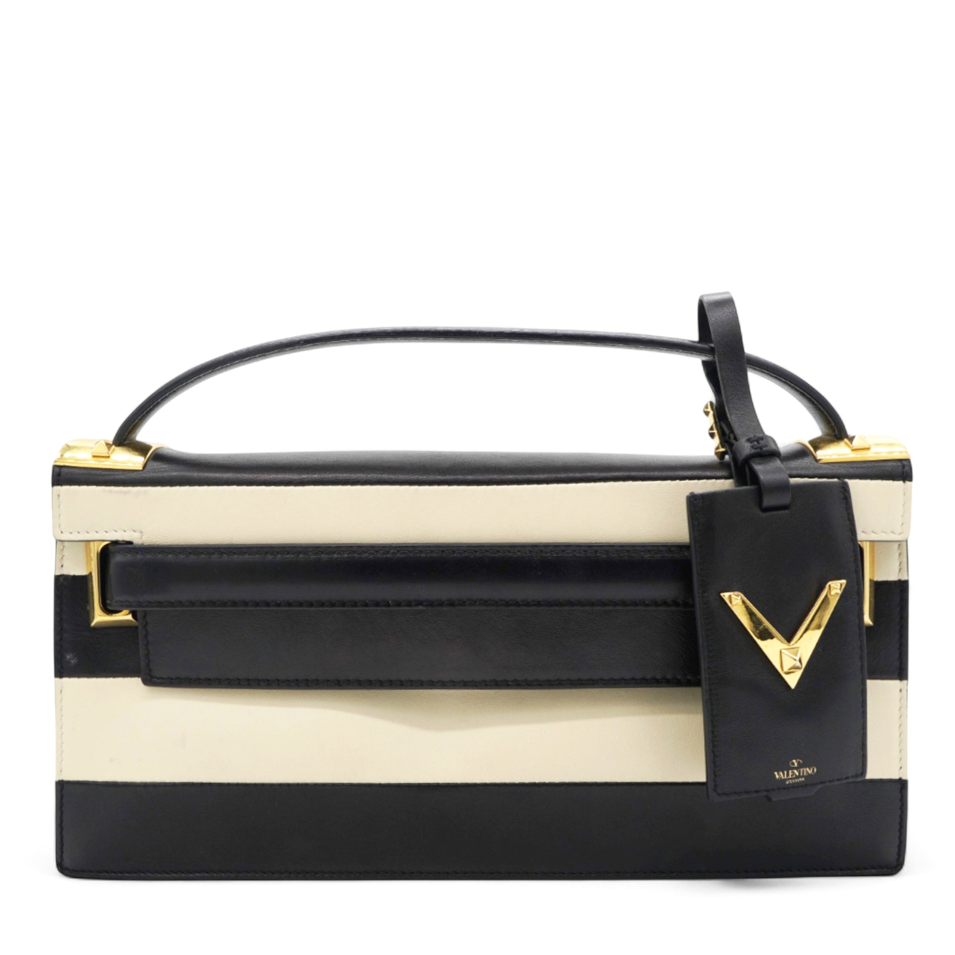 Valentino Leather Two-Tone Black And Beige Bag 