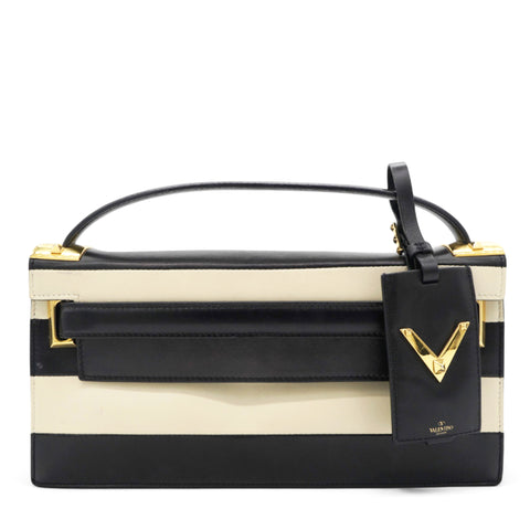 Valentino Leather Two-Tone Black And Beige Bag 