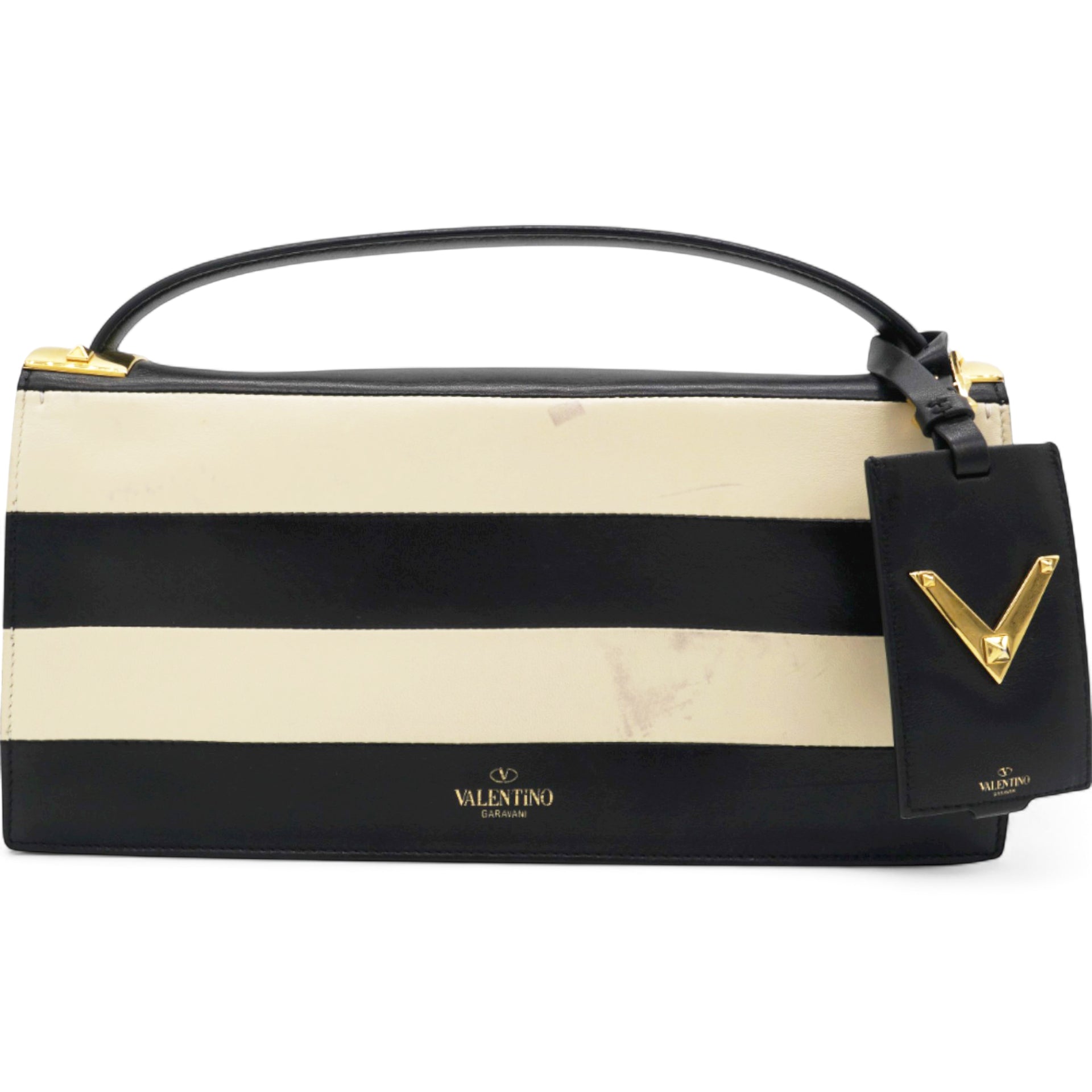 Valentino Leather Two-Tone Black And Beige Bag 