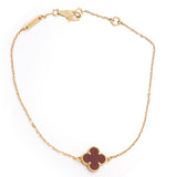 Van Cleef & Arpels 18K Gold Carnelian Sweet Alhambra Bracelet 