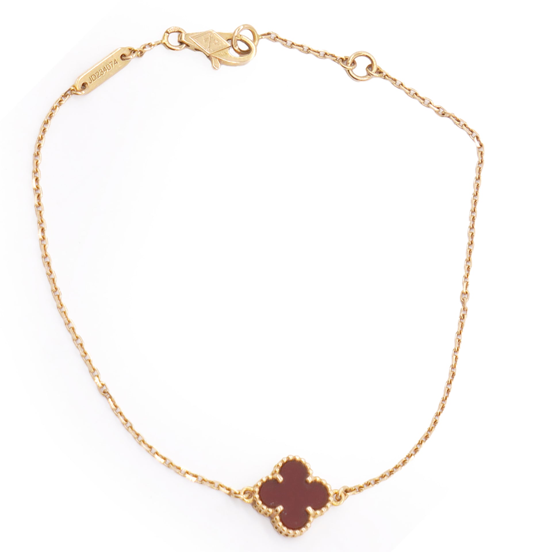 Van Cleef & Arpels 18K Gold Carnelian Sweet Alhambra Bracelet 