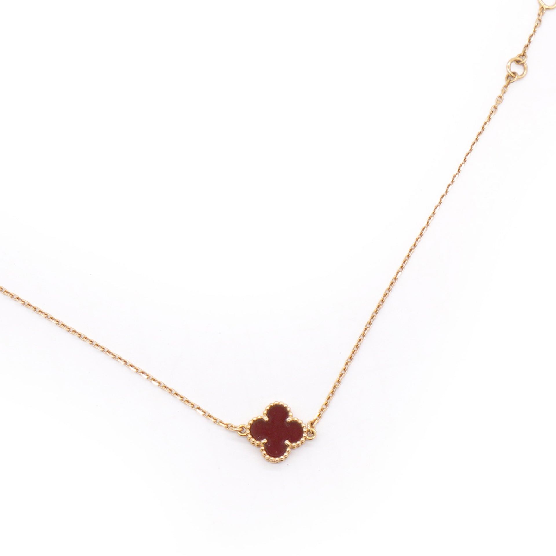 Van Cleef & Arpels 18K Gold Carnelian Sweet Alhambra Bracelet 