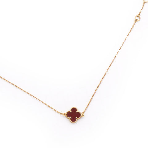 Van Cleef & Arpels 18K Gold Carnelian Sweet Alhambra Bracelet 