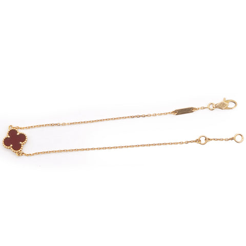 Van Cleef & Arpels 18K Gold Carnelian Sweet Alhambra Bracelet 