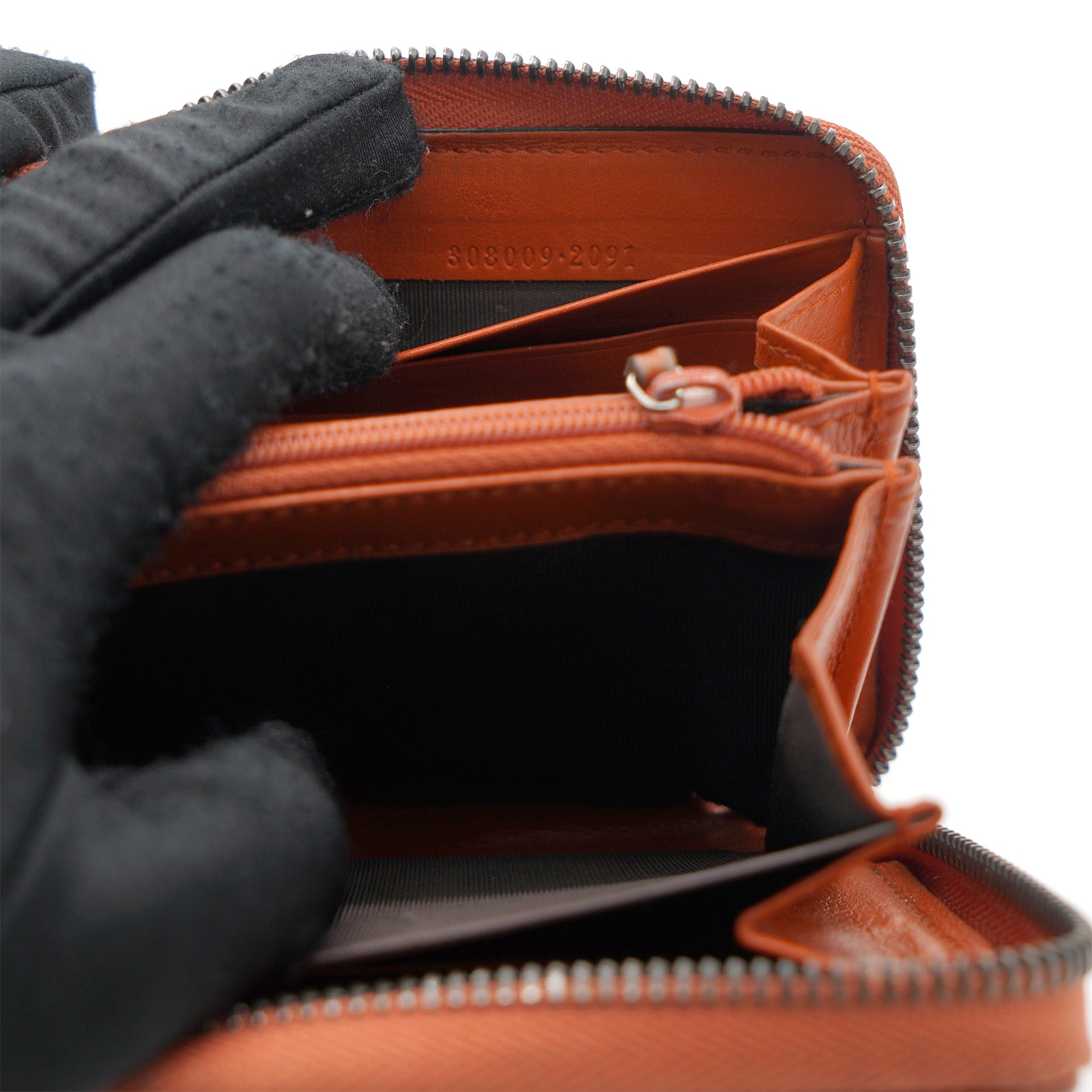 Beige/Orange GG Supreme Canvas and Leather Zip Around Wallet