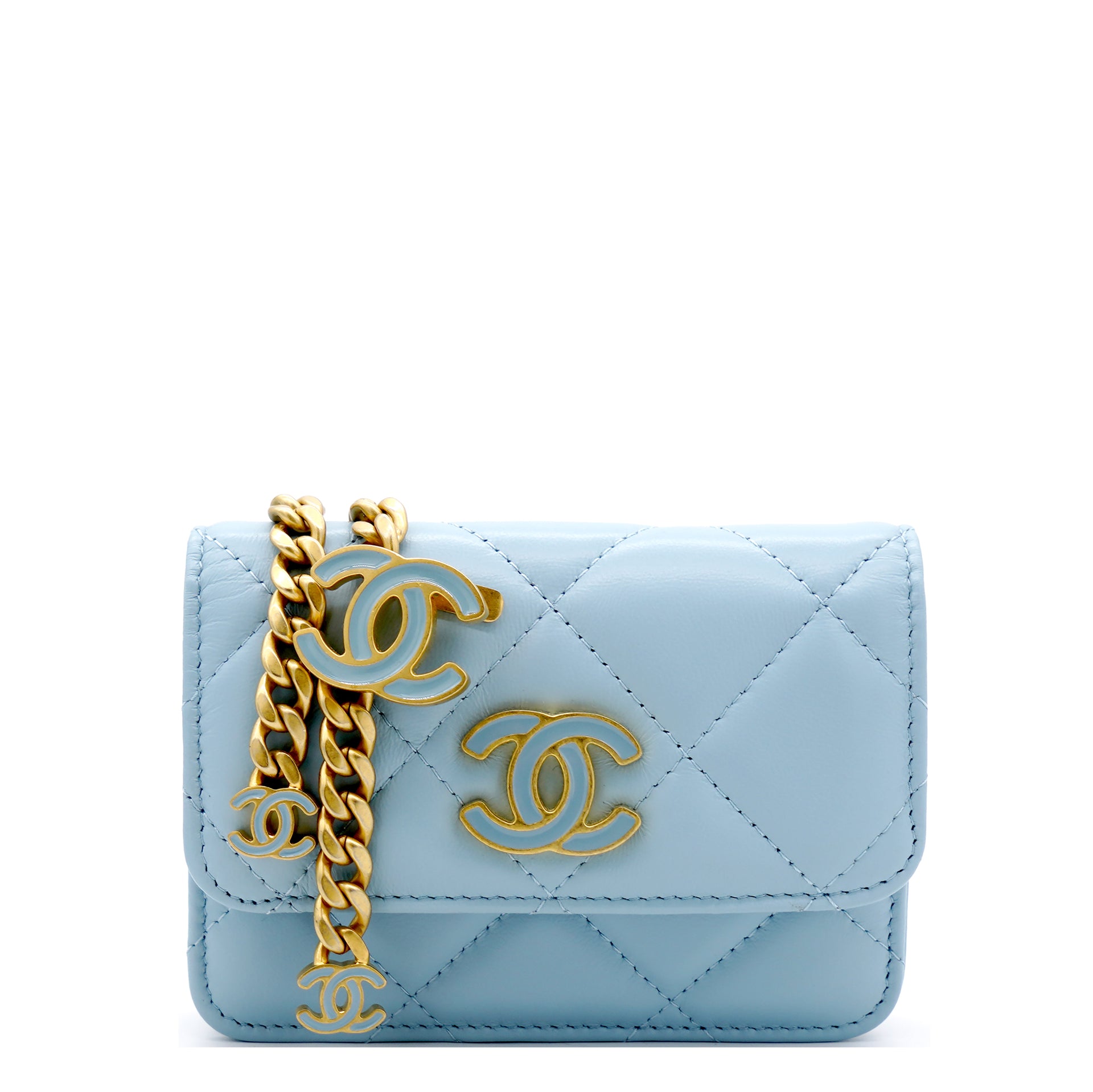 Chanel Lambskin Enamel Quilted Flap Belt Bag Blue – STYLISHTOP