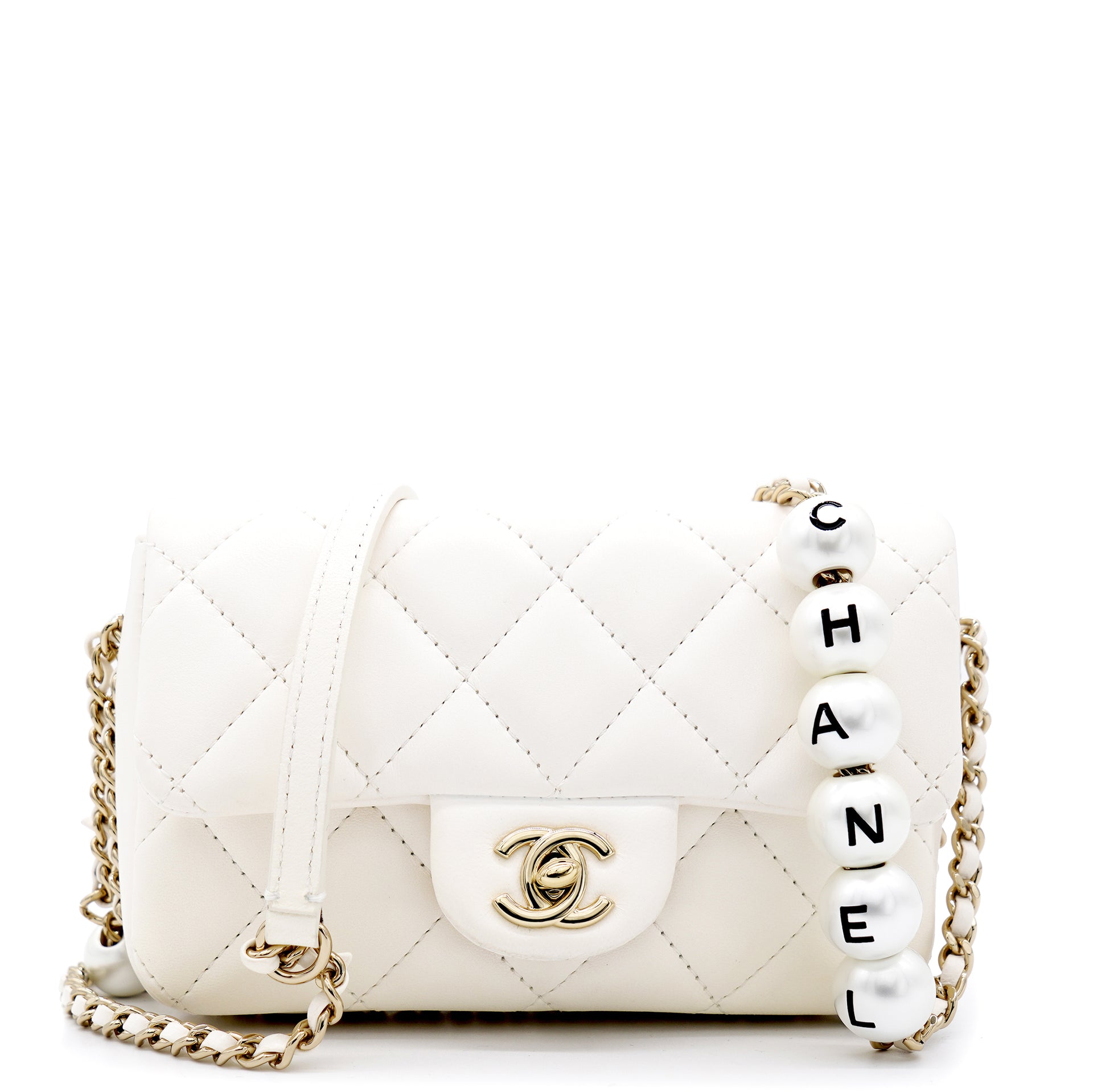 CHANEL Lambskin Quilted Small Trendy CC Dual Handle Flap Bag White
