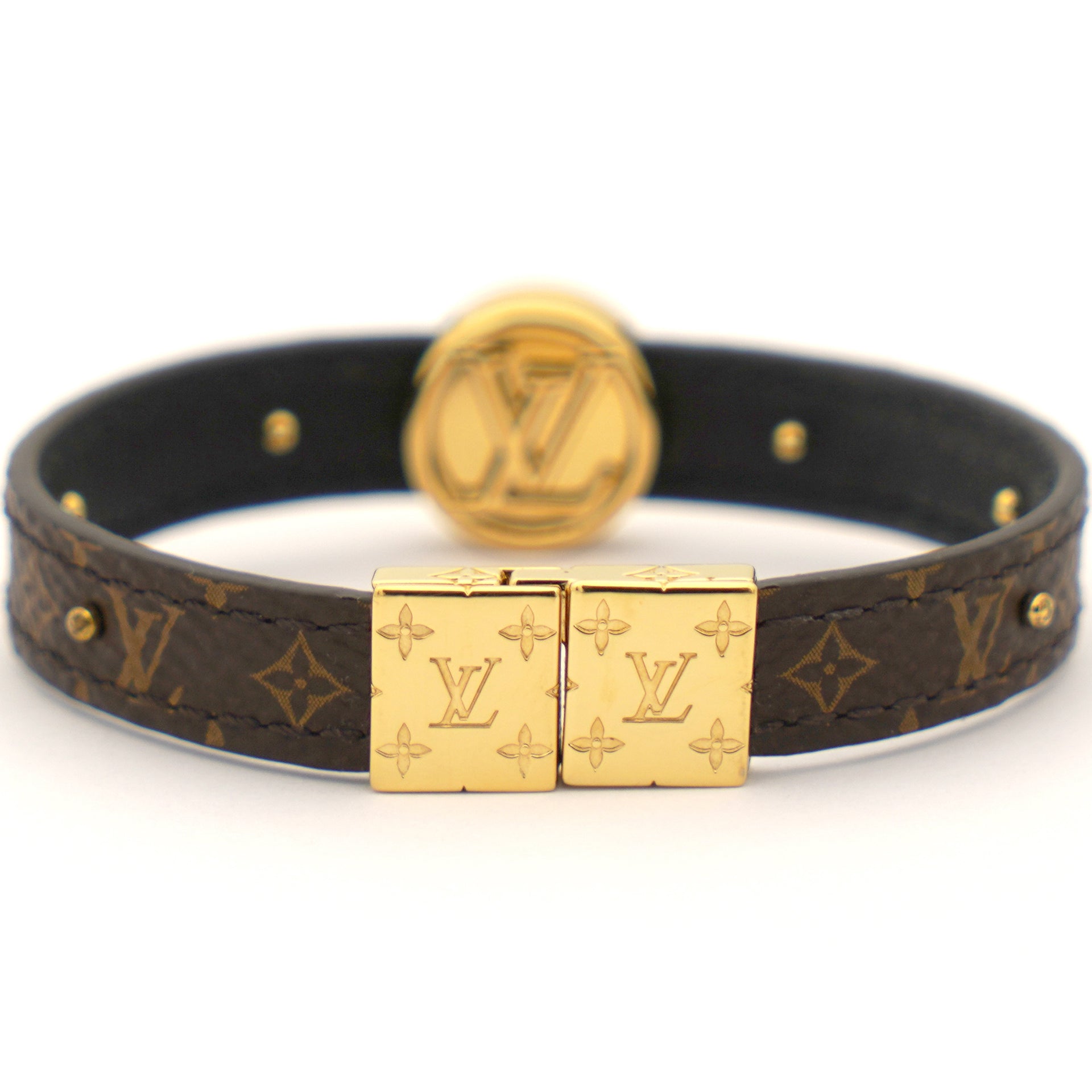 Louis Vuitton Monogram LV Circle Reversible Bracelet 2019 Ss, Black, 19 Inventory Confirmation Required