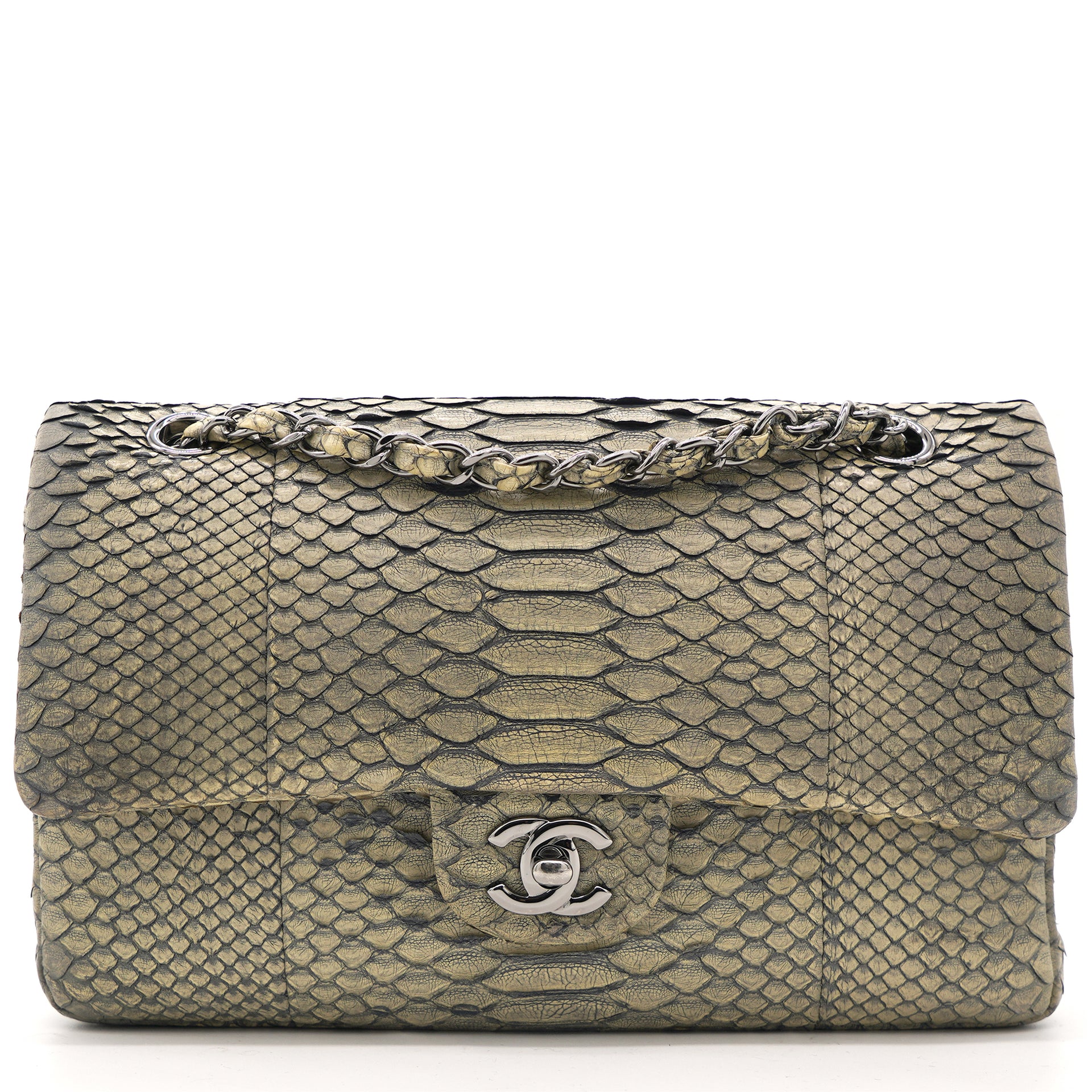 Chanel Classic Flap Medium Bag Grey Snakeskin – STYLISHTOP