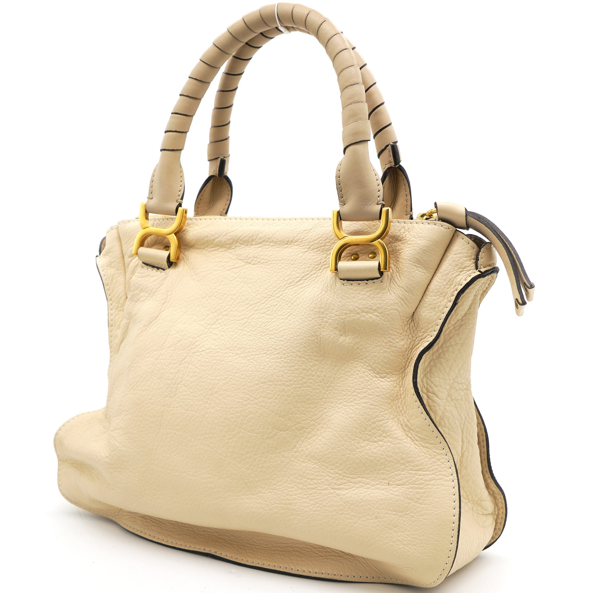 Cream Leather Marcie Shoulder Bag
