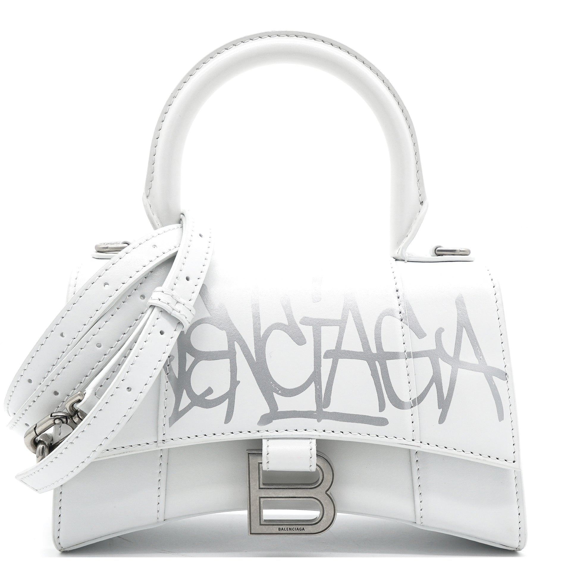 Balenciaga Shiny Box Small Hourglass Top Handle Bag Graffiti White –  STYLISHTOP