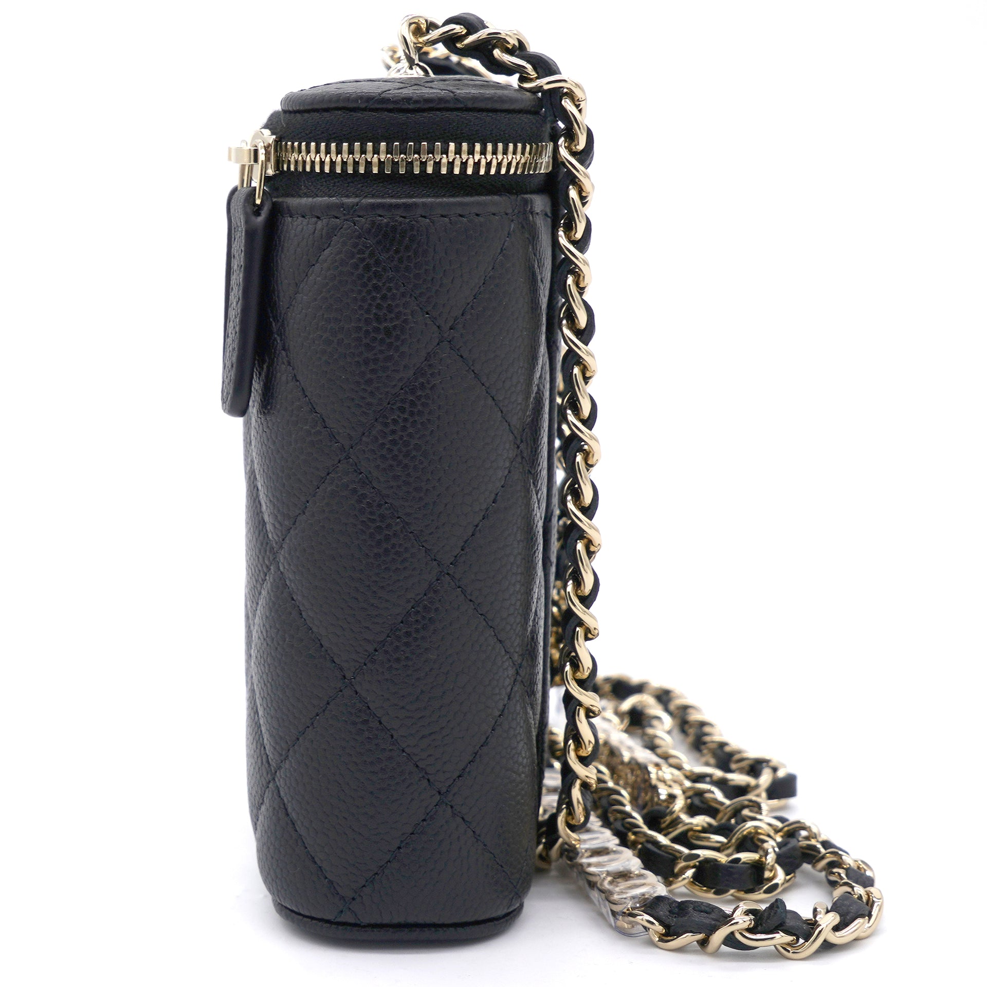 Chanel Caviar Quilted Small Vertical Coco Beauty Vanity Case With Chain  Black – STYLISHTOP
