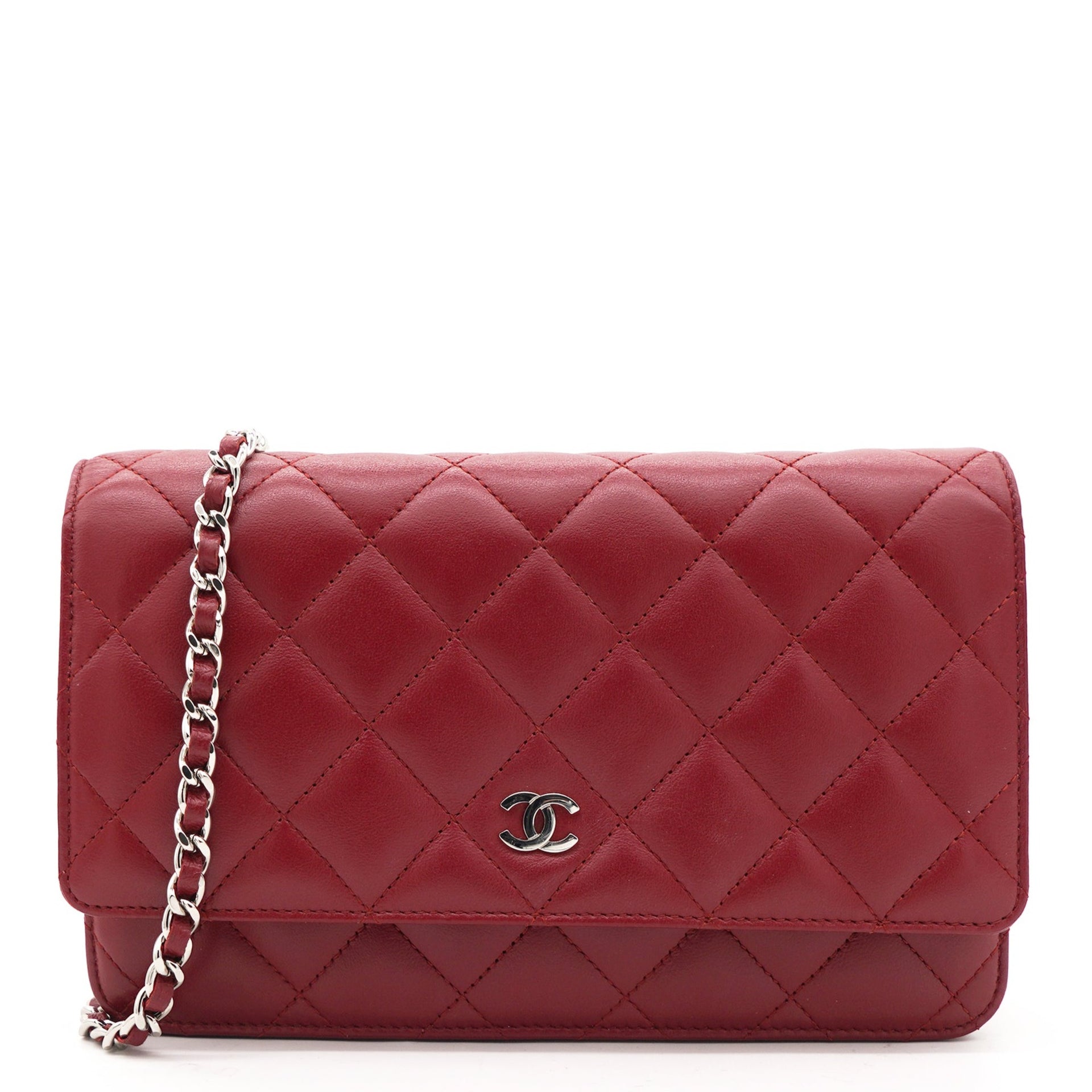 Chanel Quilted Wallet on Chain WOC Red Caviar Gold Hardware 17B