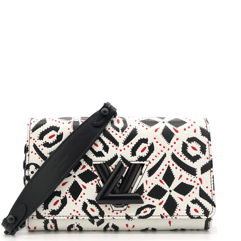 Graphic Print Leather Twist Wallet on Chain