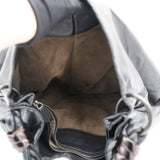 Black Intrecciato Detail Leather Hobo Bag