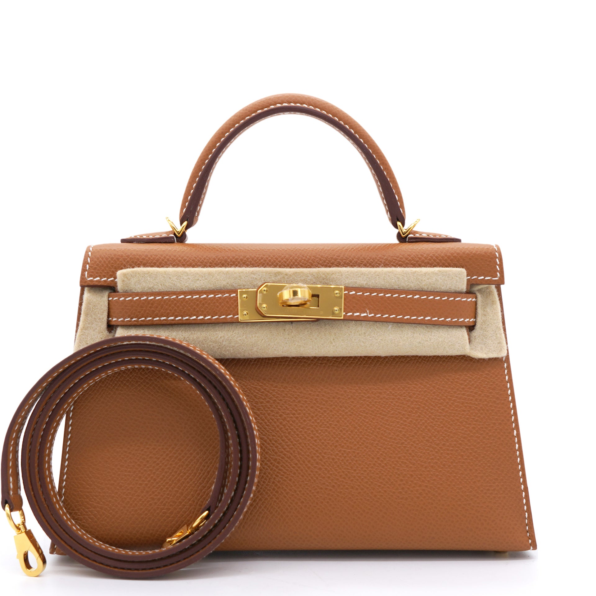 Hermes Kelly II Mini Bag Epsom Leather Gold Hardware In Brown