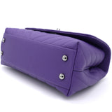 Purple Chevron Caviar Leather Mini Coco Top Handle Bag