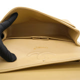 Beige Quilted Lambskin Leather Medium Classic Vintage Double Flap Shoulder Bag