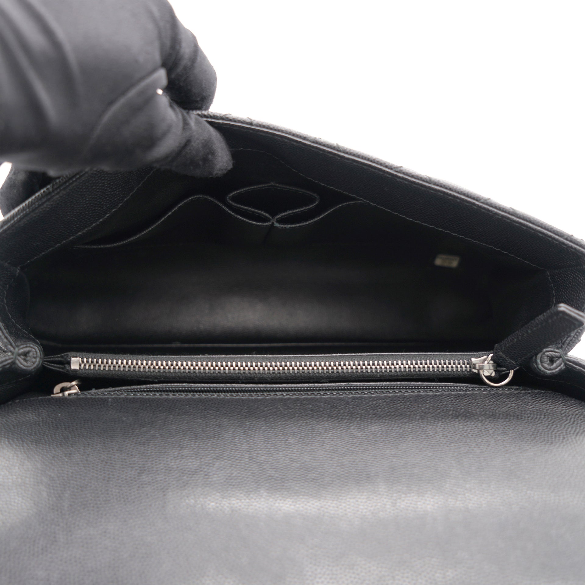 Black Caviar Leather Medium Coco Top Handle Bag