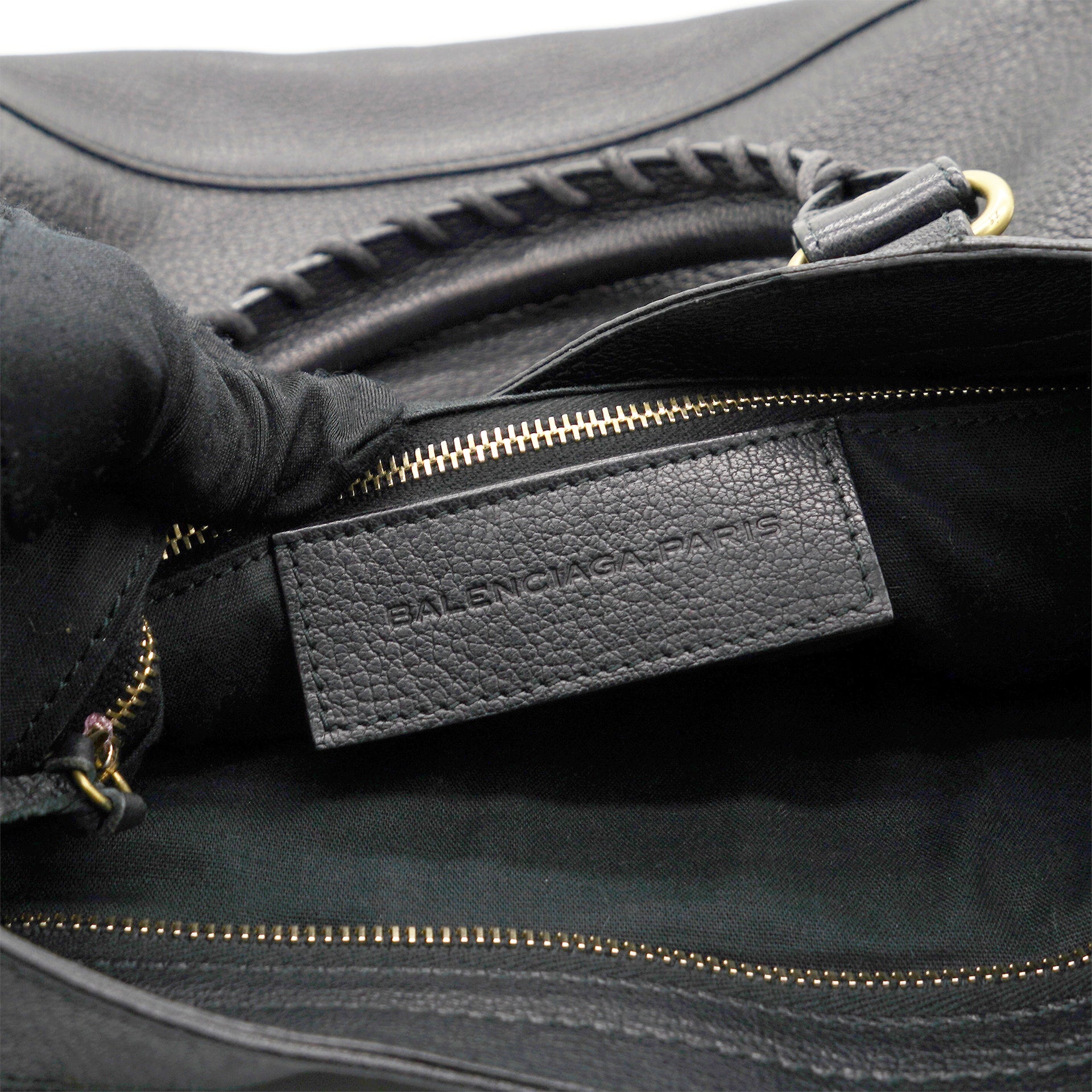 Black Goatskin Leather Motorcycle City Bag