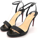 Loubi Queen Black Leather Ankle Strap Sandals 36