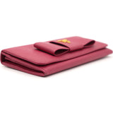 Pink Saffiano Peonia Fiocco Bow Continental Wallet