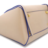 Beige Leather Mini Belt Top Handle Bag