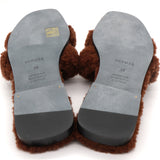 Brown Shearling Fur Oran Flat Sandals 38