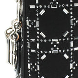 Satin Crystal Cannage Mini Lady Dior Black