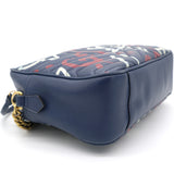 Calfskin GucciGhost Print Medium GG Marmont Shoulder Bag Blue
