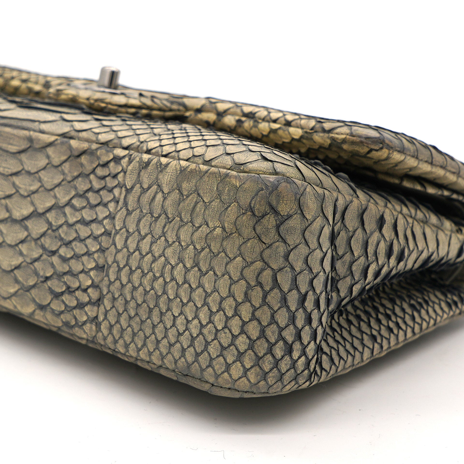 Classic Flap Medium Bag Grey Snakeskin