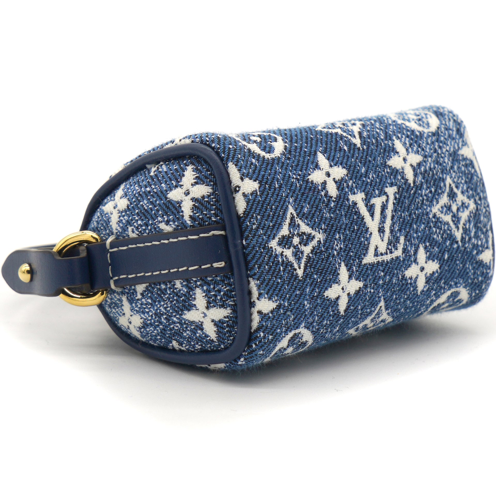 Louis Vuitton Micro Speedy Bag Charm Monogram Jacquard Denim Blue 1785758