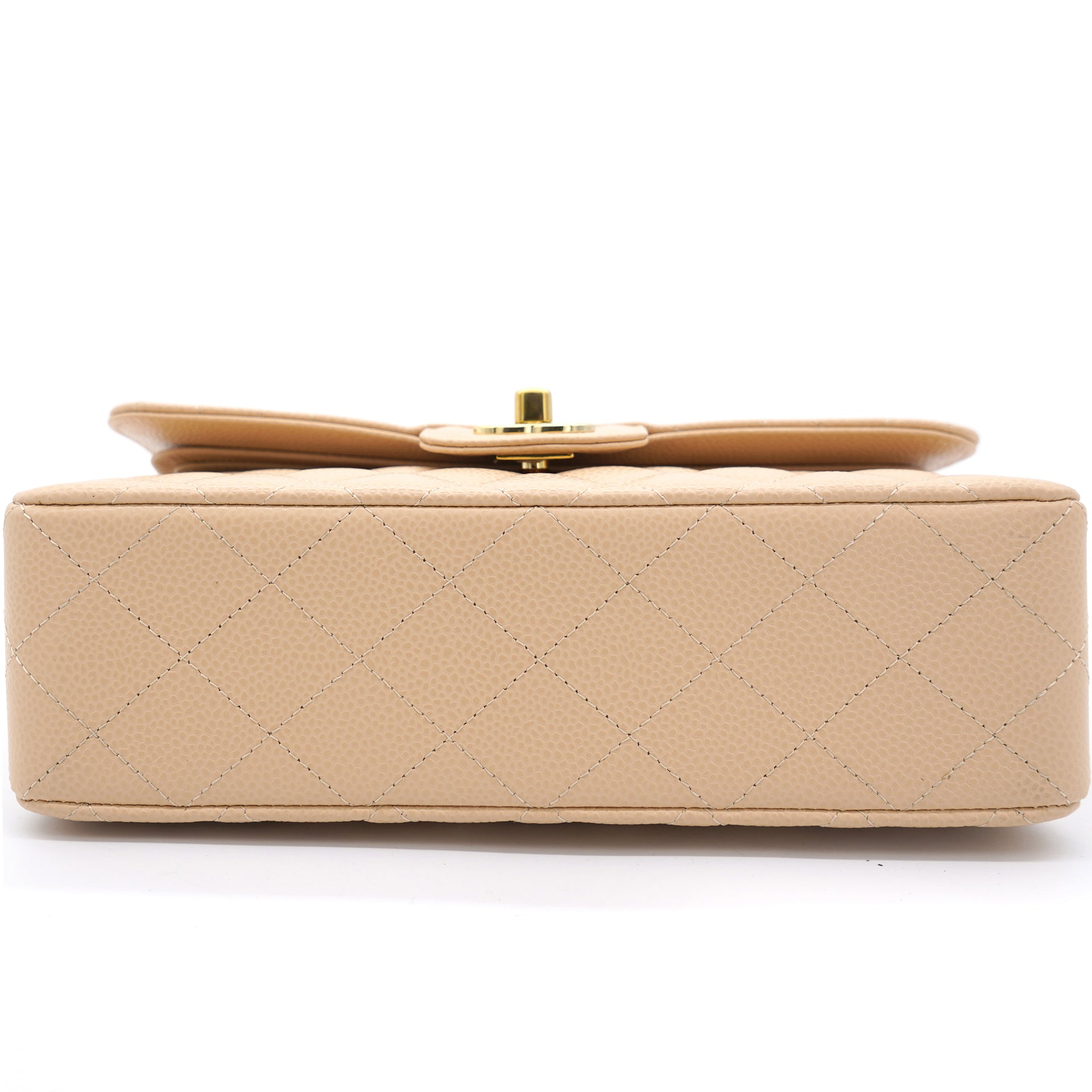 Caviar Quilted Small Double Flap Beige Clair