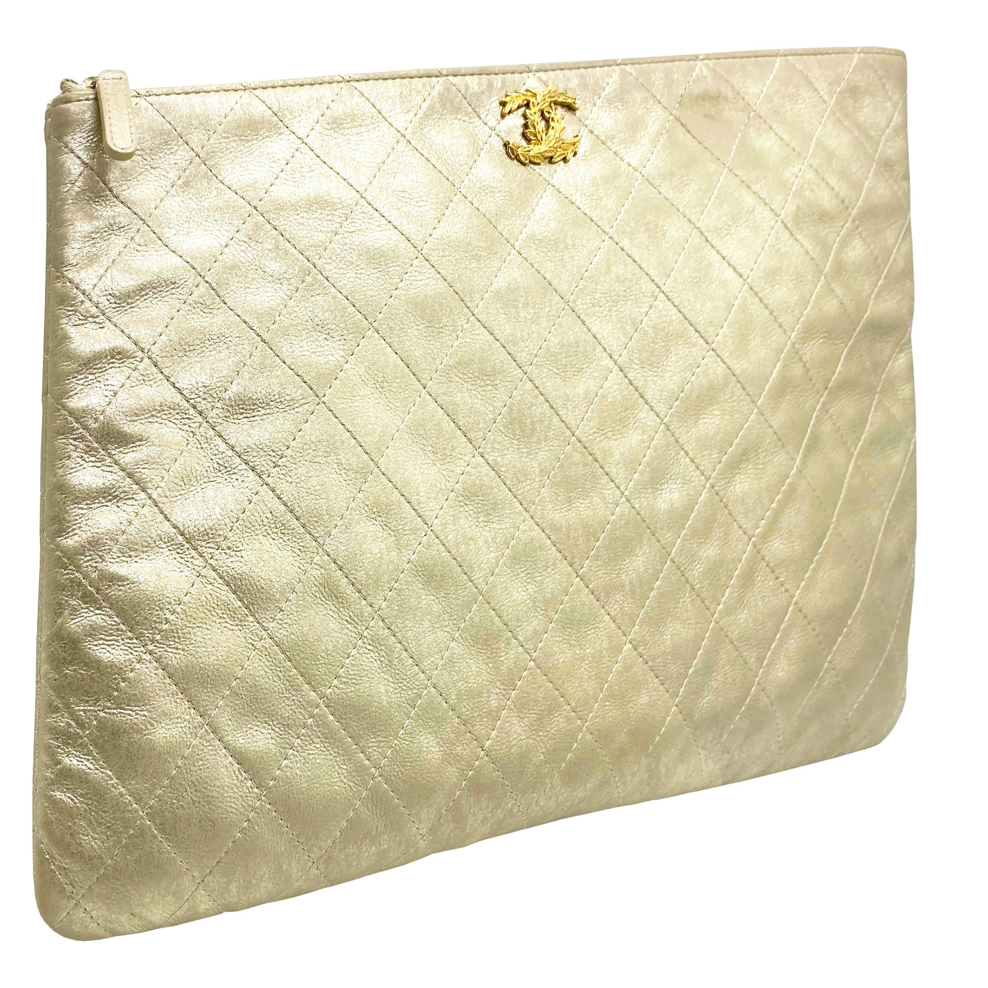 Metallic Quilted Large Zip Pouch