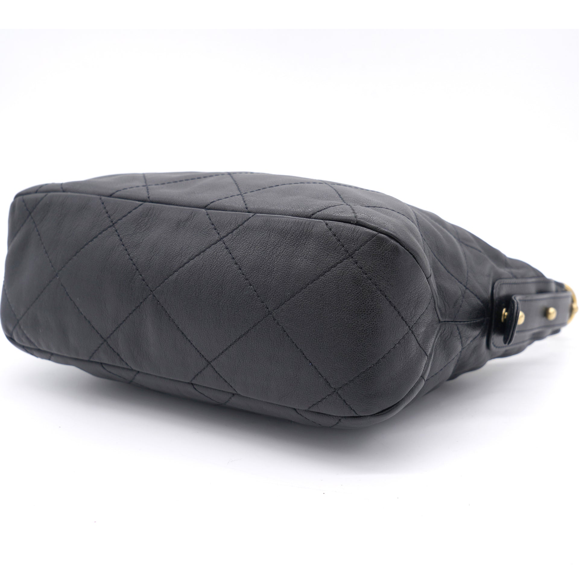 Lambskin Quilted Small Hobo Black