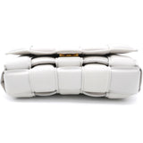 White Padded Leather Cassette Crossbody Bag