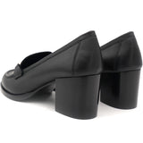 Black Leather Gancini Detail Block Heel Loafer Pumps 9/39.5